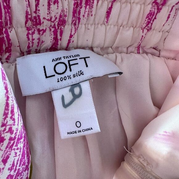 Ann Taylor LOFT 100% Silk tribal maxi cris cross halter Pink, White, & moss Sz 0 - Picture 5 of 9